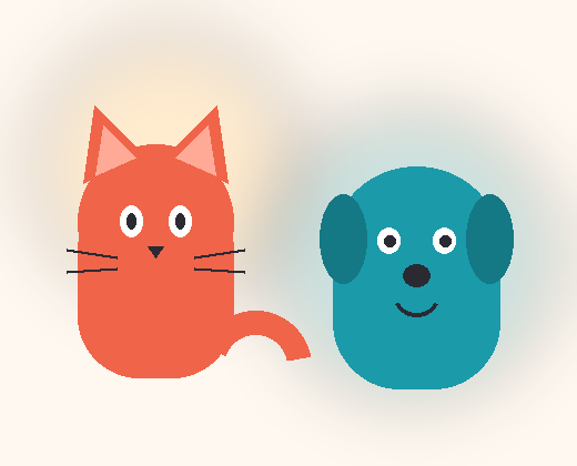 Illustrated cat and dog